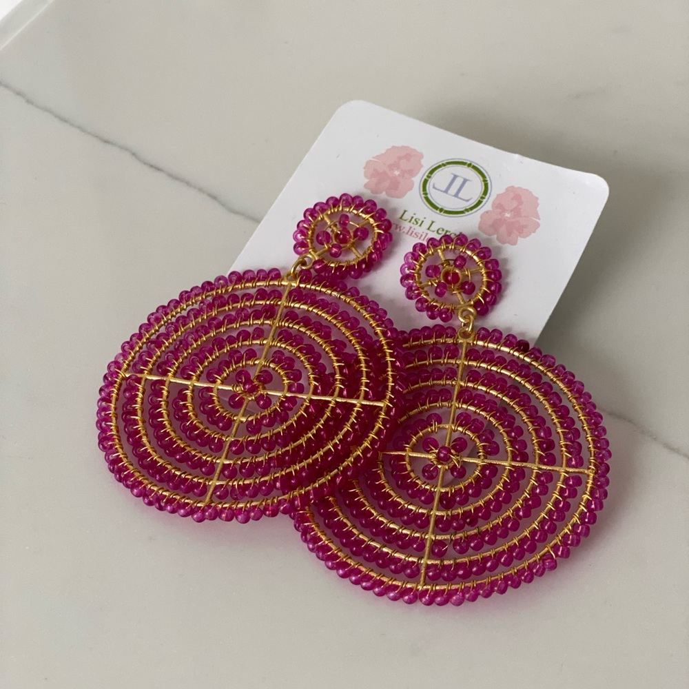Lisi Lerch Disc Earrings - Fuchsia